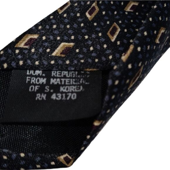 KETCH Black Gold Rectangle Tie Necktie Traditional Men's 56 X 3.75 - Picture 3 of 4